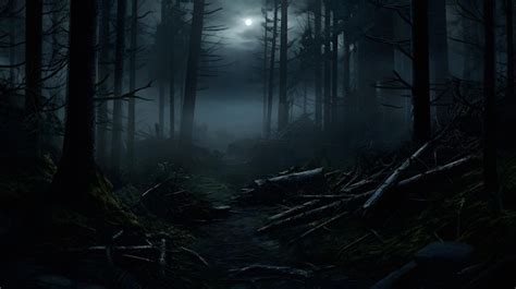 Premium Photo | Dark gloomy forestnight in the forest