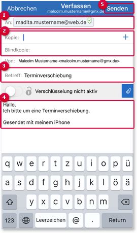 E Mail in der GMX Mail App für iOS schreiben GMX Hilfe