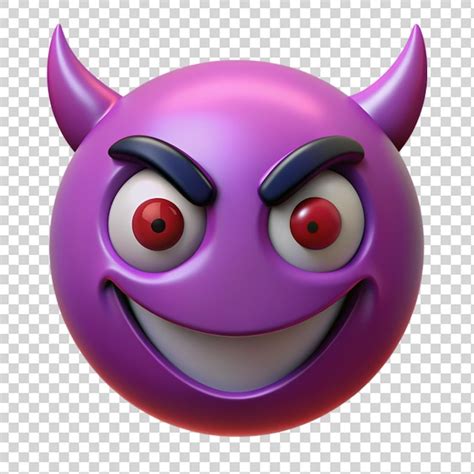 Premium PSD | Purple evil devil emoji isolated on transparent background