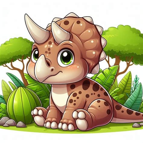 Premium Vector Triceratops Vector Cartoon Illustration