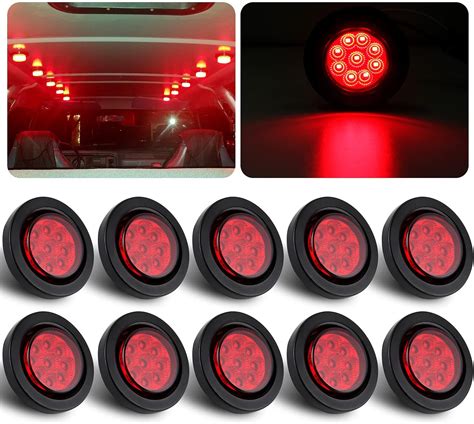 Amazon 10Pcs 2 Inch Round Red LED Marker Lights 9 LED W Reflectors