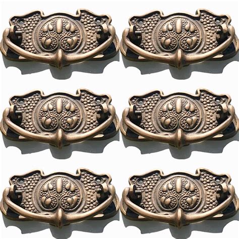 6 Large Pulls Drops 314 Inches Victorian Edwardian Handles 9 Cm Antique Style Bronze Patina