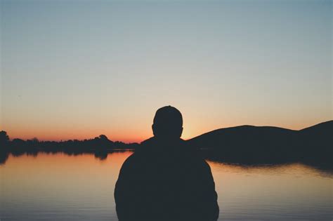 Man Silhouette At Sunset Royalty Free Stock Photo