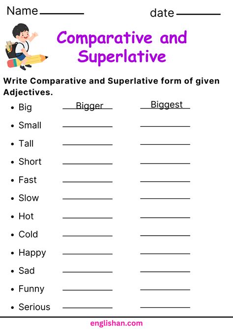 Comparative And Superlative Worksheets And Exercises Fun Education