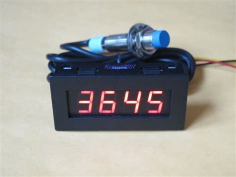 4 Digital Red LED Tachometer RPM Speed Meter Proximity Switch Sensor