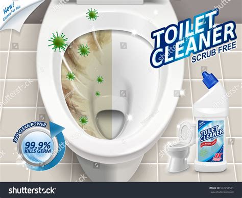 Toilet Cleaner Ads Before And After Effect Of Cleaner Top View Of Toilet In 3d Illustration