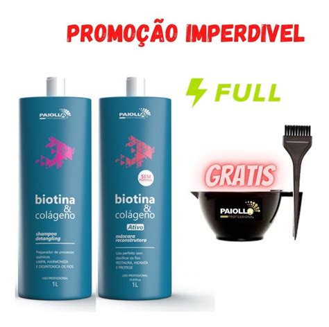 Kit Escova Progressiva Sem Formol Biotina Selagem 1l Paiolla