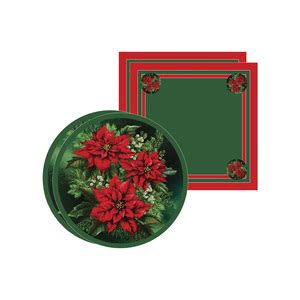 Kit Sousplat Guardanapo Natal Fundo Flor 2 Peças Base Leroy