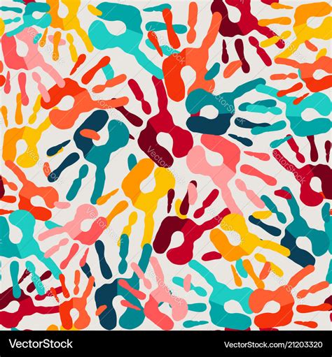 Color Hand Print Seamless Pattern Background Vector Image