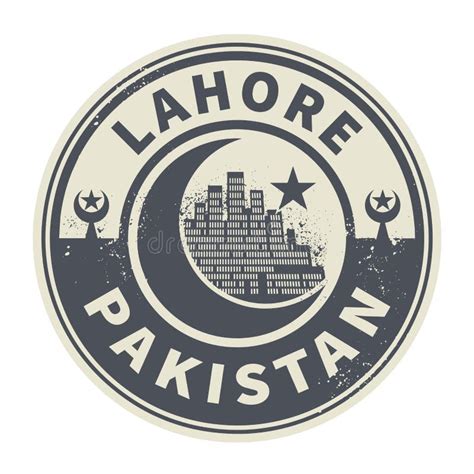 Lahore Pakistan Icon Vector Art Design Skyline Night Flat Shadow Stock