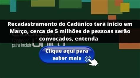 Recadastramento Do Cad Nico Ter Inicio Em Mar O Cerca De Milh Es De