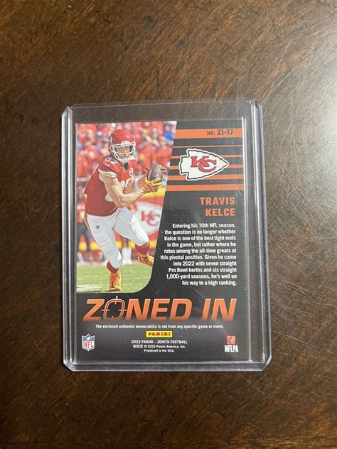 Mavin Panini Zenith Travis Kelce Zoned In Patch Relic Kansas