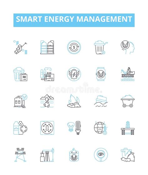 Smart Energy Management Linear Icons Set Efficient Sustainability