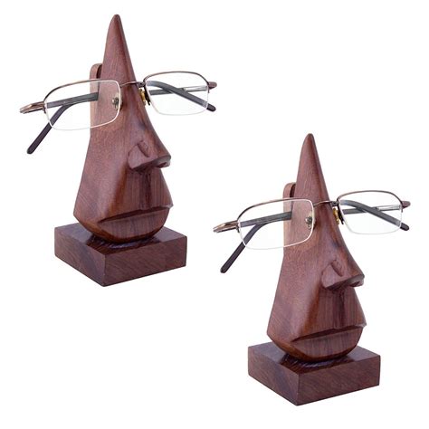 Handmade Wooden Nose Shaped Spectacle Specs Eyeglass Holder Showpiece Set Of 2 Ebay