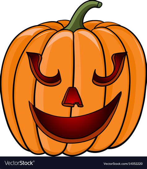 Halloween pumpkin funny face hand drawn colored Vector Image