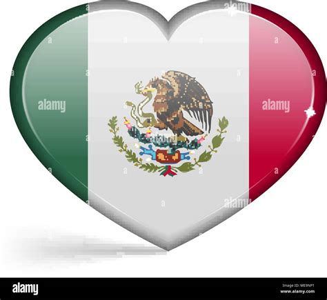 Banderas De México En Forma De Corazón Con Reflejos En Los Bordes