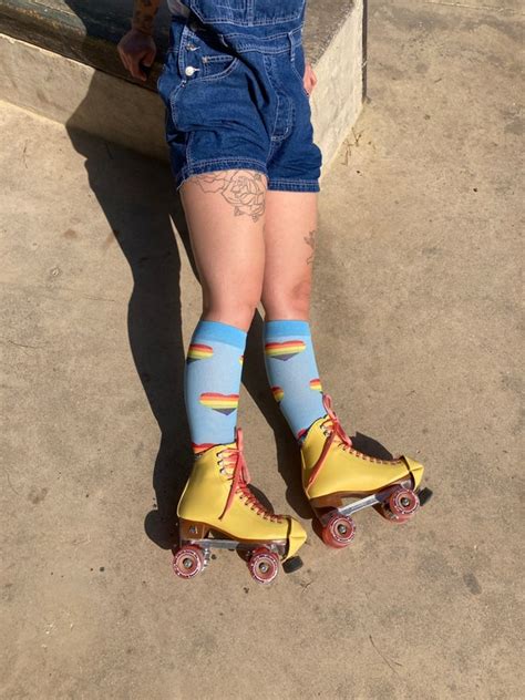 Roller Skate Socks Hearts Tube Socks Roller Skate Gift Etsy