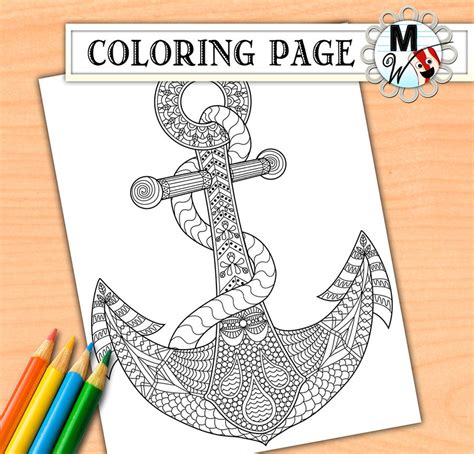 Anchor Coloring Page For Adults Anchor Adult Coloring Page