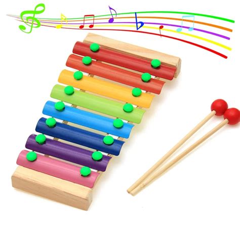 Rainbow Colored Baby Infant Playing Toy Musical Instrument Wooden