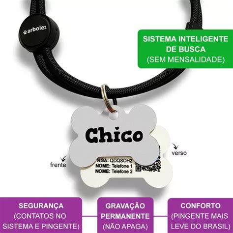Coleira Plaquinha De Identifica O Pet Nome Qr Code Escorrega