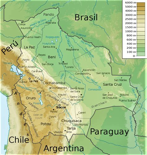 ⊛ Mapa De Bolivia 🥇 Político And Físico Grande Para Imprimir 2025