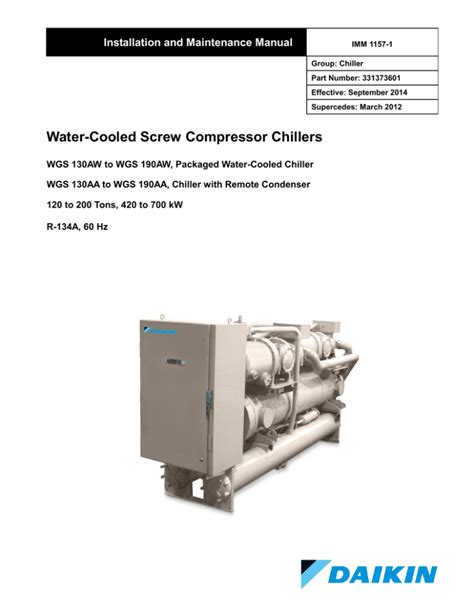 Water Cooled Screw Compressor Chillers