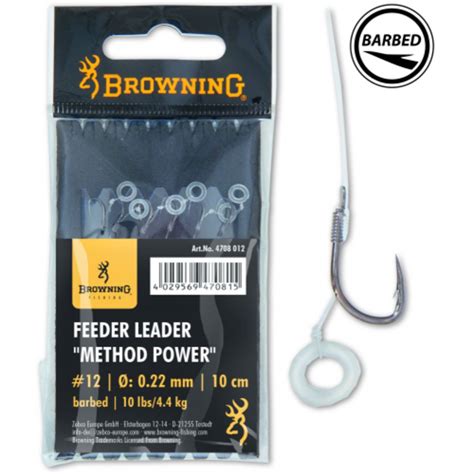 Browning Feeder Leader Method Power Barbed 10cm Reniers Fishing