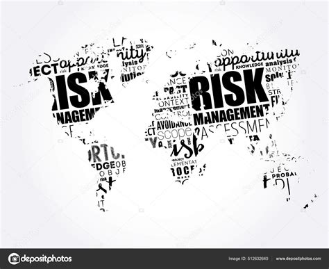 Risk Management Word Cloud Shape World Map Business Concept Background