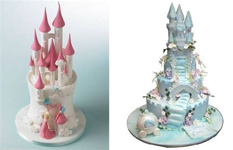 Two Cakes Decorated To Look Like Castles And Princess S Castle Are