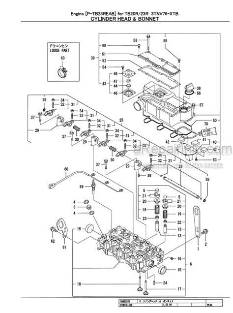 Yanmar 2TNV76 XTB Parts Catalog Engine For Takeuchi TB20R TB23R Compact