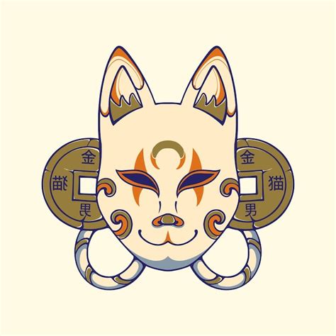 Premium Vector Japanese Kitsune Mask Vector Art