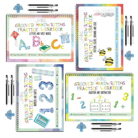 Korri Grooved Handwriting Book With Pens (All 4 Books) Practice Writing ...