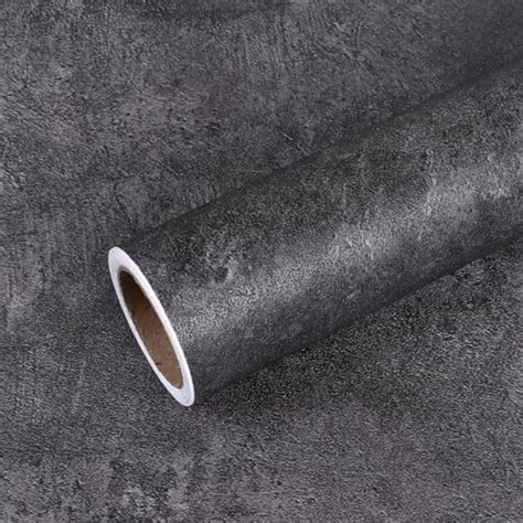 Veelike Dark Grey Concrete Wallpaper Peel And Stick Textured Industrial Cement Wallpaper 157