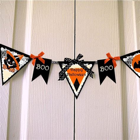 HALLOWEEN Banner Spooky Party RETRO Vintage Witches Cats Boo - Etsy