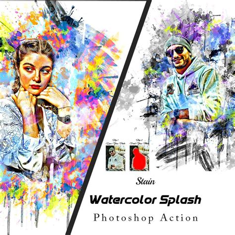 Stain Watercolor Splash Photoshop Action Masterbundles