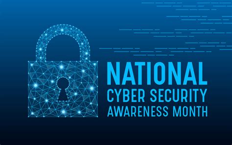 National cyber security awareness month is observed every year in october. Low poly style design ...