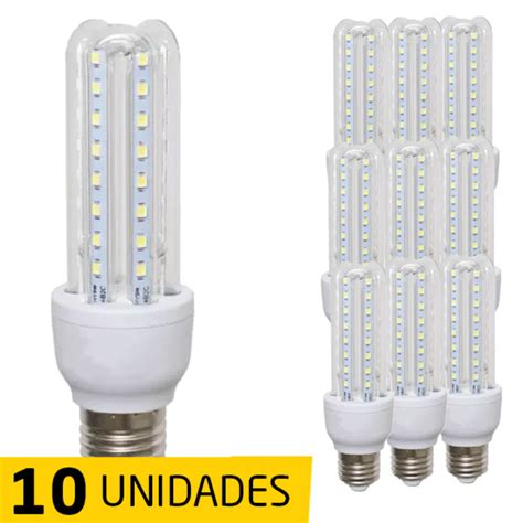 Kit 10 Lampadas Led Espiga 11w 6500k Bivolt E27 Lightex T3 3u 11w