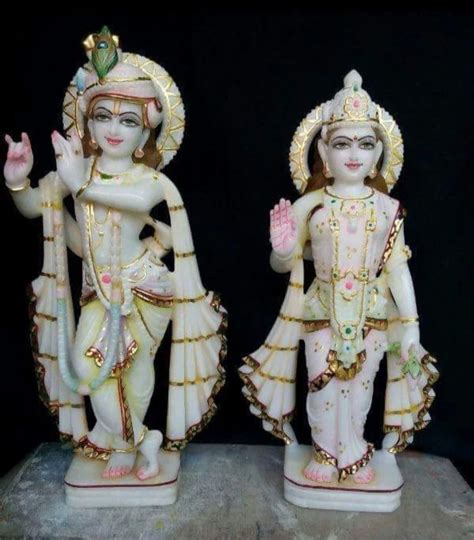 White Hindu Lord Krishna Marble Statue For Worship Size Min Inch