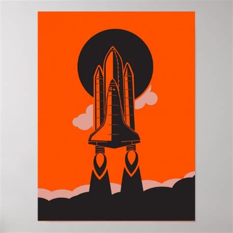 Space Shuttle Launch Silhouette Poster | Zazzle.com