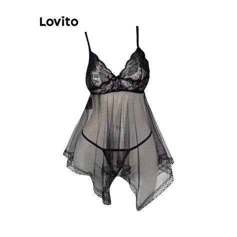 Lovito Sexy Plain Sheer Lingerie For Women LNA37175 White Black