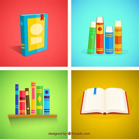 Free Vector Variety Of Books In Flat Design