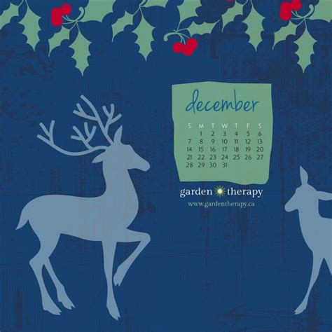 December Desktop Calendar Winter Woodland Theme - Garden Therapy