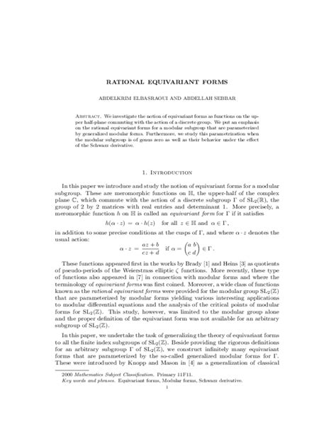 Fillable Online Rational Equivariant Forms Cinii Research Fax Email