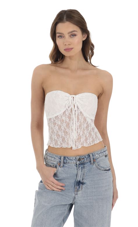 Katirina Top Strapless Corset Bustier Top In White Corset Bustier Top