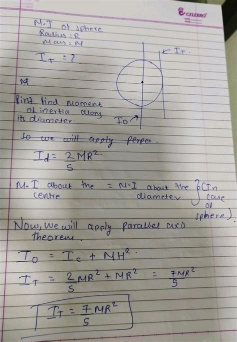 Find The Moment Of Inertia A Sphere Of Radius R And Mass M About A Tangent To Its Surface