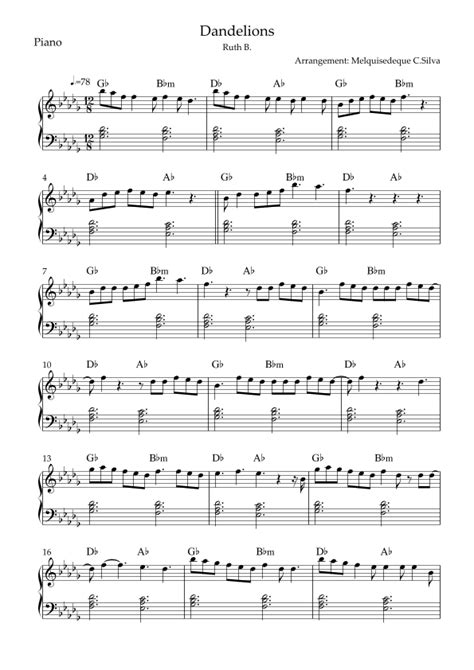 Dandelions Arr Melquisedeque Carvalho Silva By Ruth B Sheet Music