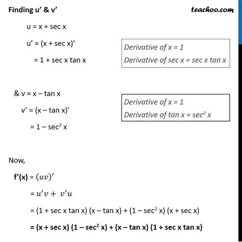 Misc 29 Find Derivative X Sec X X Tan X Miscellaneous