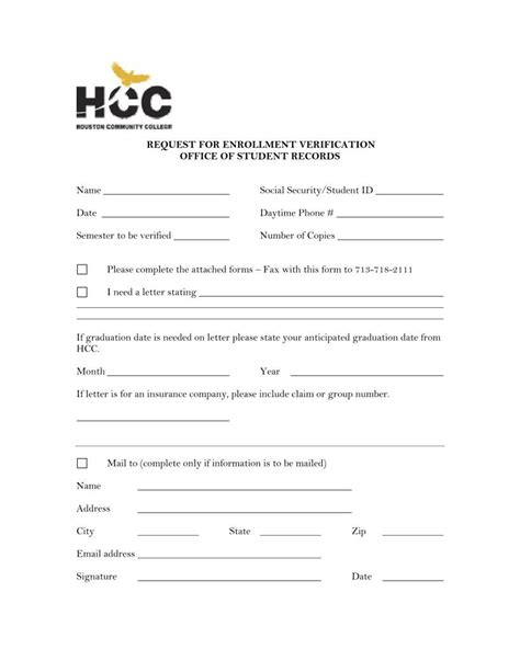 Hcc Proof Enrollment Form Fill Out Printable PDF Forms Online