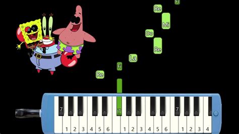 Krusty Krab Theme Spongebob Squarepants Pianika Tutorial Not Angka Pianika Youtube