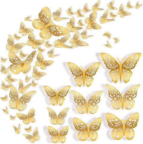 Mariposas Decorativas 3d Dorada 36 Pack Fiesta De Mariposas Decoracion